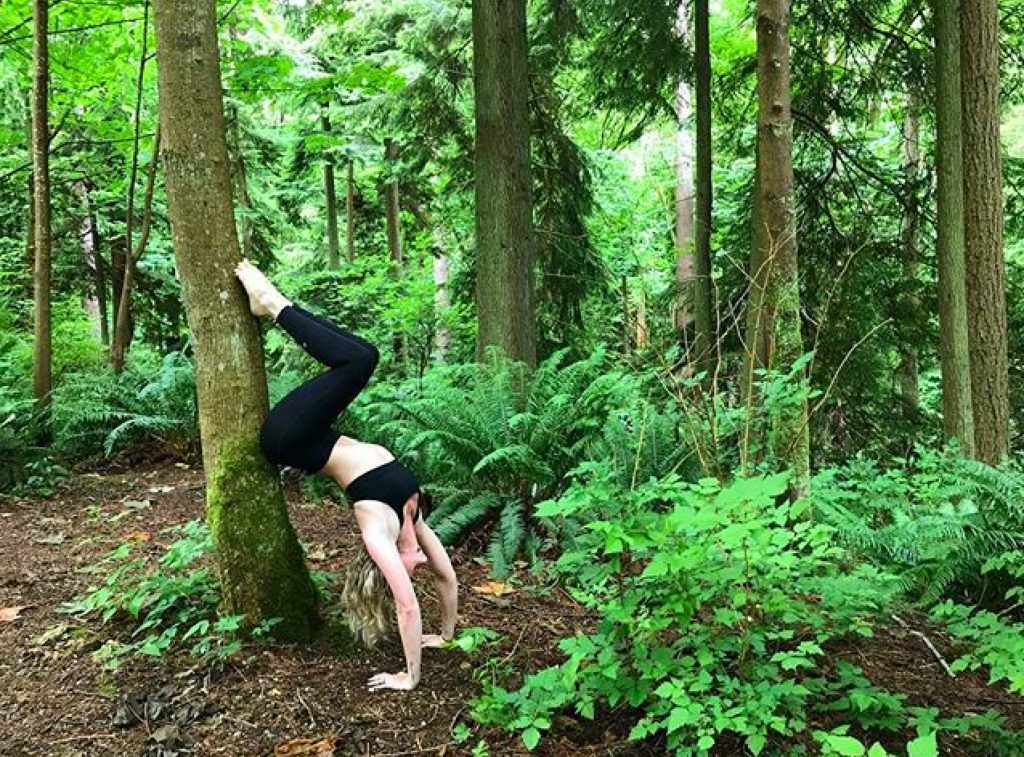 Yoga Hollowback at Pacific Spirit Regional Park by Mikaela